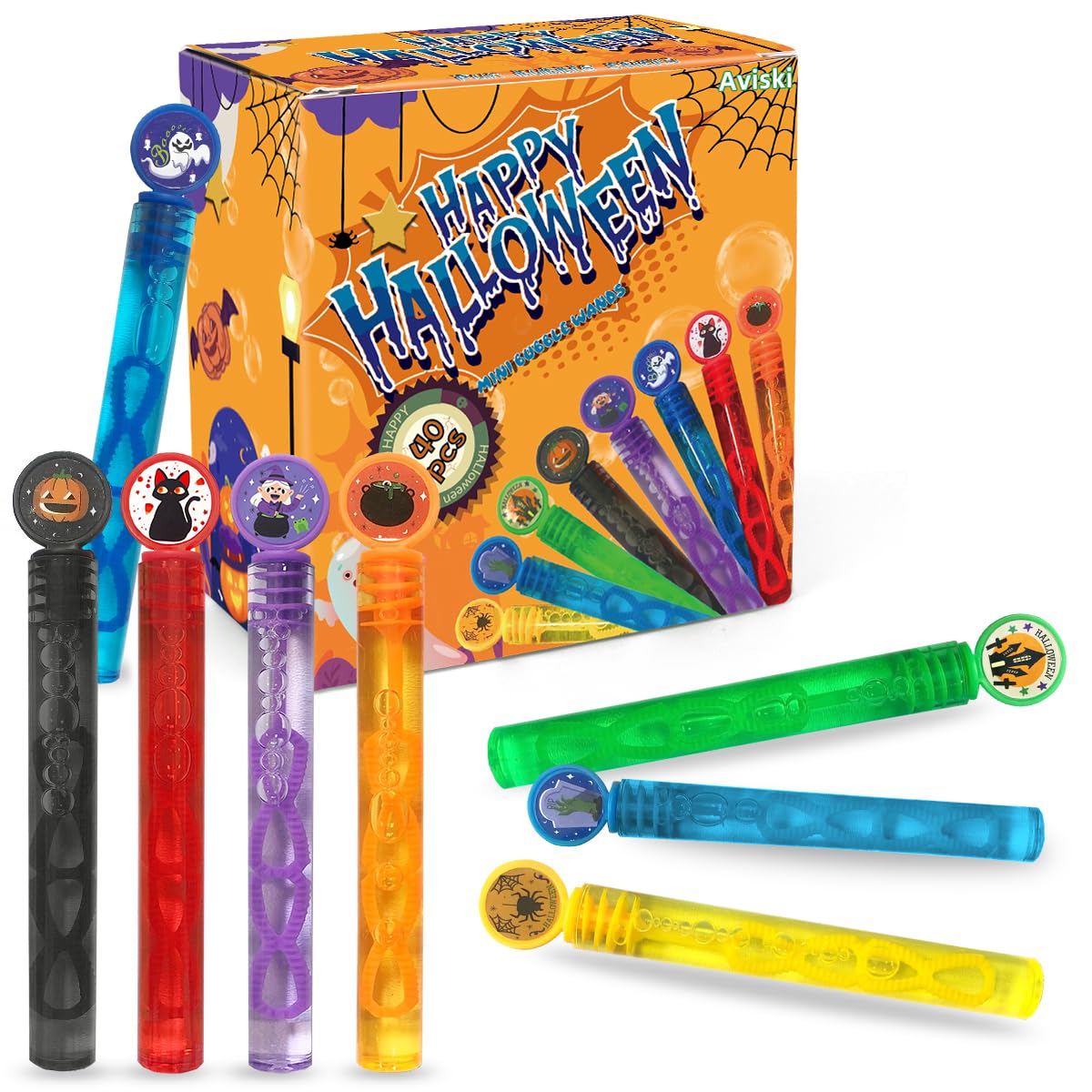 Photo 1 of 40 Pack Halloween Bubble Wands, Mini Bubble Wands for Halloween Party Favors, Toys for Girls Boys Kids Toddler Adults, Party Bag Stuffers Goodie Bag Filler, Classroom Prizes