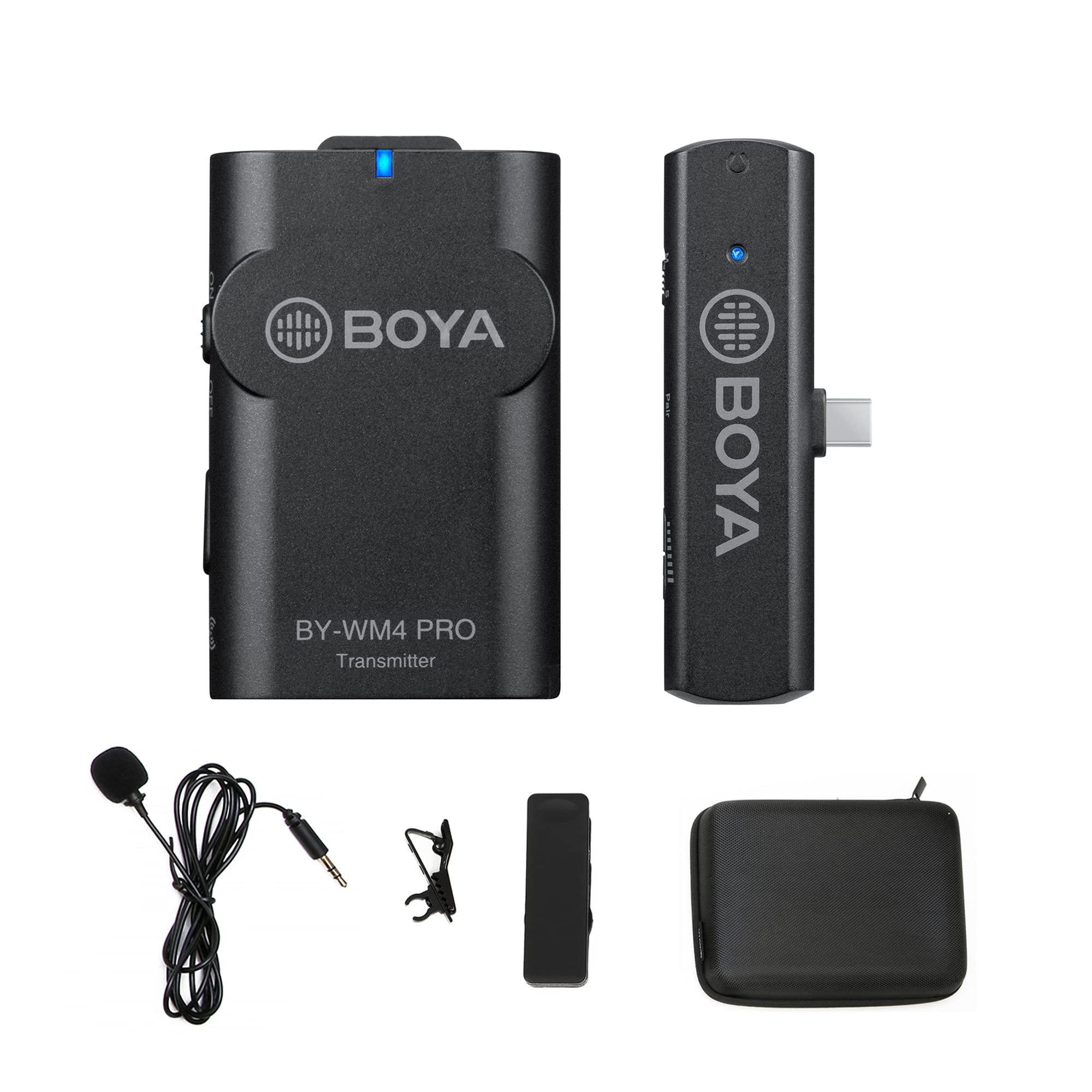 BOYA BY-WM4 PRO-K5 2.4G Wireless Microphone System (Transmitter + Receiver) with Type-C Interface Receiver Compatible with Type-C Android Smartphones for Live Streaming Video Shooting Vlogging