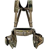 KUNN Professional Tool Belt with Suspenders for Men, Heavy Duty Framing Tool Belts with Detachable Padded Suspenders & Multi-Pocket Pouch for Carpenters, Construction, Electricians, Roofing,Camo