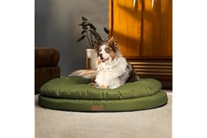 ClevaHome Orthopedic Dog Bed for Large Dogs, Dual Layer Water Repellent Round Pet Bed with Washable Cover Nonslip Bottom (Oli