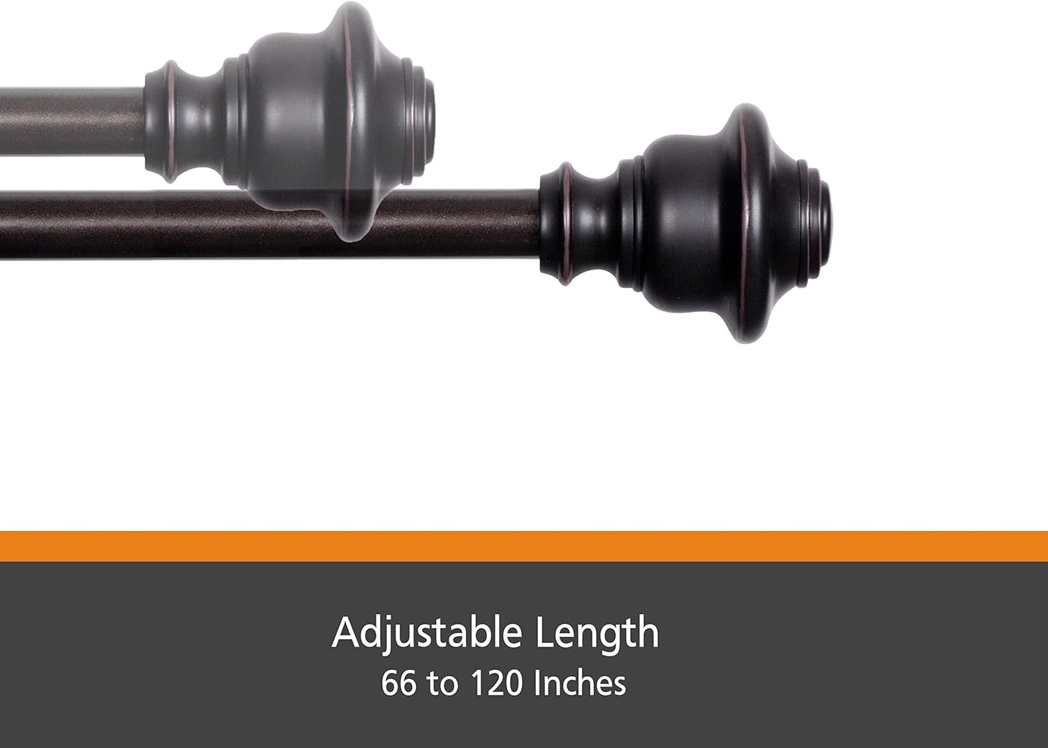 Kenney 5/8" Fast Fit Finn Easy Install Curtain Rod, Weathered Brown, 66"-120": Home & Kitchen