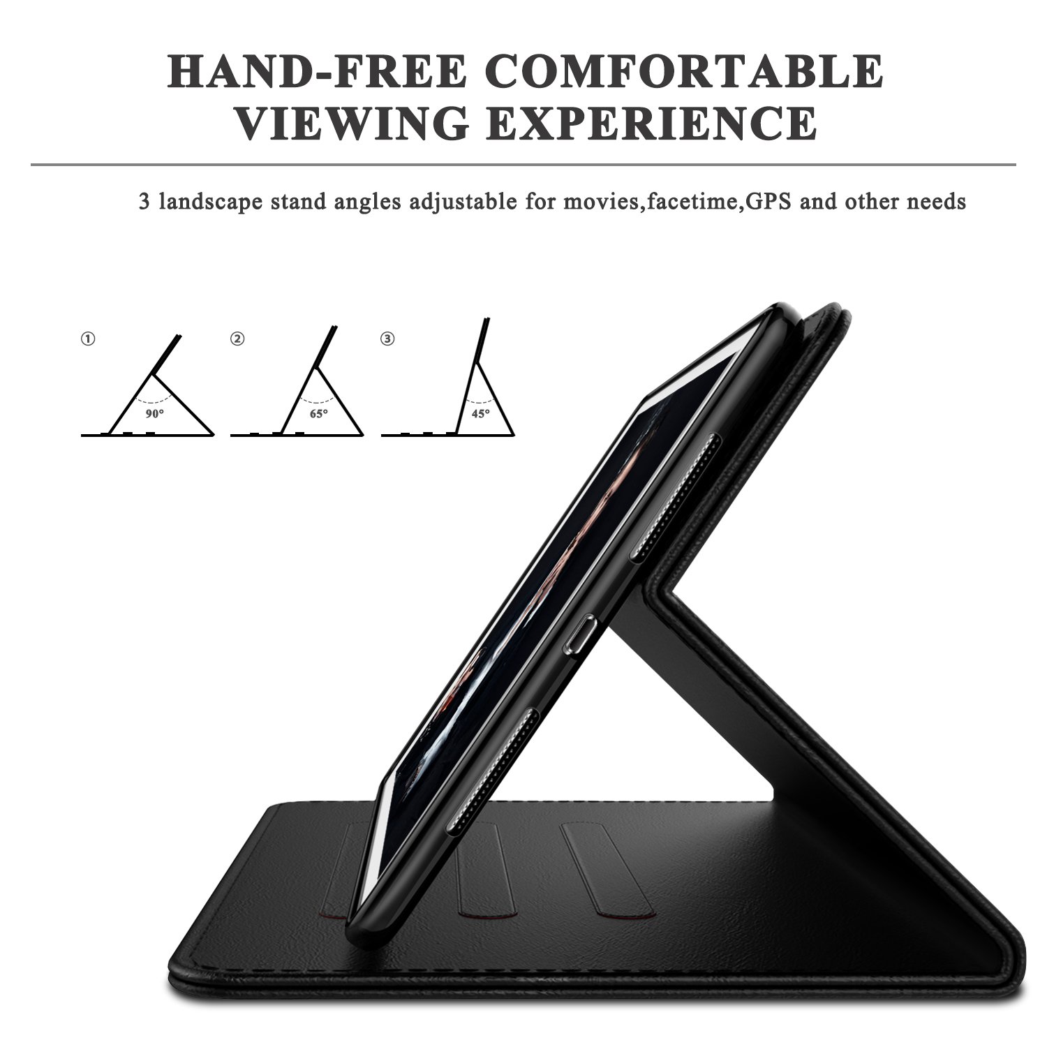 iPad Pro 10.5 Case, LoHi Genuine Leather Business Case Auto Sleep Multi-Functional Adjustable Stand Protective Cover for Apple iPad Pro 10.5 Inch 2017 Model (Black)