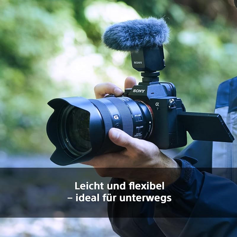 ECM-B10, Kabelloses Shotgun Mikrofon, Rauschunterdrückung, einfache Bedienung, Ideal für Kameras, Interviews, Vlogs, Content Kreation, Streaming