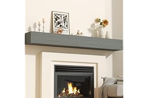 CRAFTEASE Fireplace Mantel, 72 Inch Solid Wood Mantels for Over Fireplace 5" Thick Wall Mounted Shelves Farmhouse Shelf Handcrafted Wooden Floating Mantel Shelf for Wall 72 X 8 X 5 - Weathered Grey