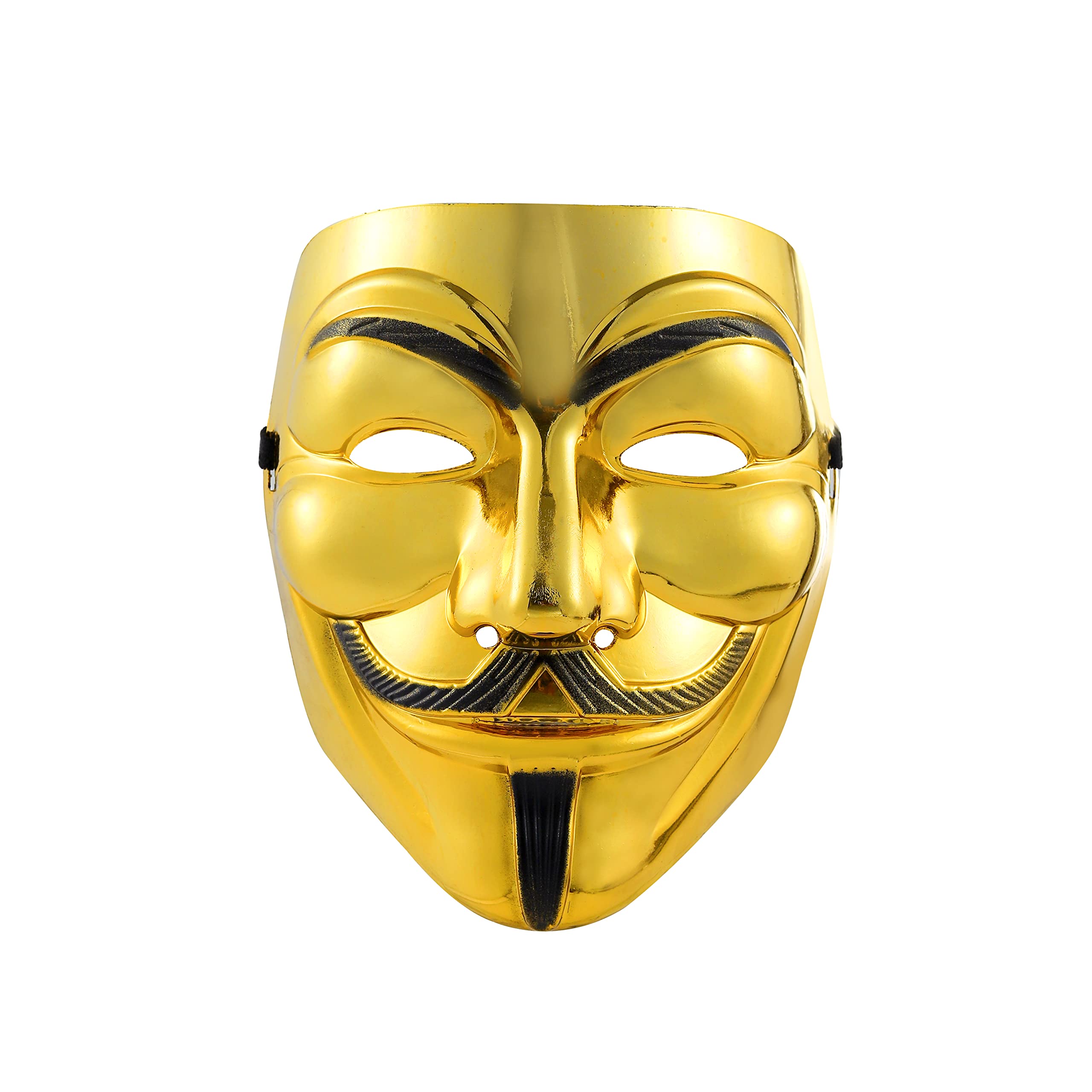 Komonee 1 x V For Vendetta Gold Halloween Mask Adult Costume Party Guy Fawkes Anon Fancy Dress Outfit