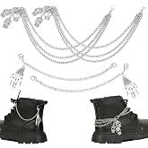 Charunee 4Pcs Punk Style Skull Boots Chains Goth Chains for Shoes Charms Accessories Shoelaces Decoration for Boot Sneaker Bag Handbags Pants Chain Keychain Cool Party for Girl Women