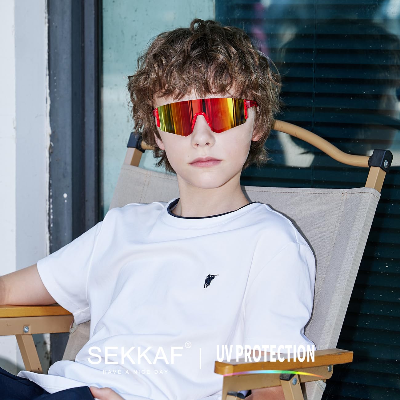 SEKKAF Youth Baseball Sunglasses for Boys Girls Age 6-12 Softball Cycling Sports Sunglasses for Kids Lightweight Frame