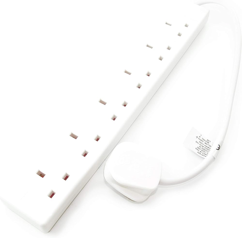 PRO ELEC PELB1709 6 Gang 13A Extension Lead 0.5m White Power Cable