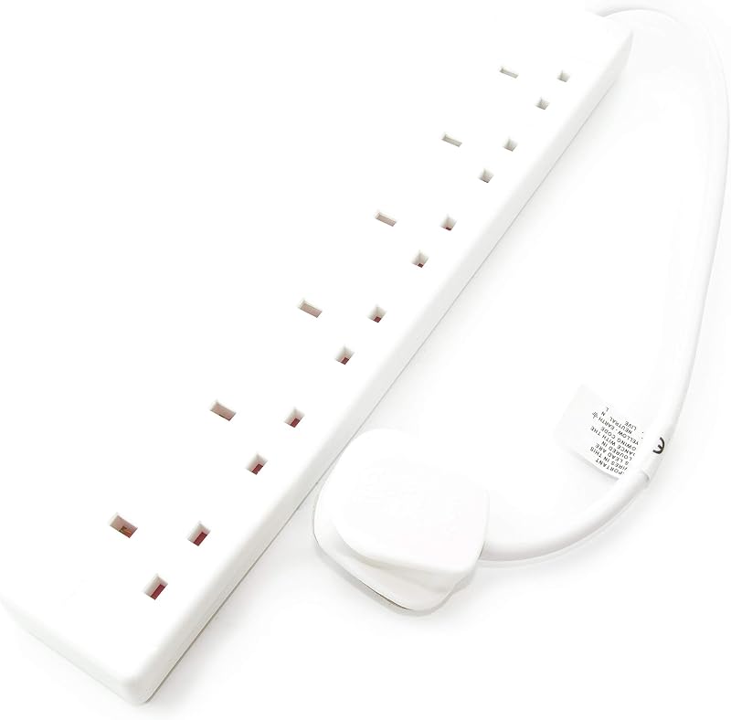 PRO ELEC PELB1709 6 Gang 13A Extension Lead 0.5m White Power Cable