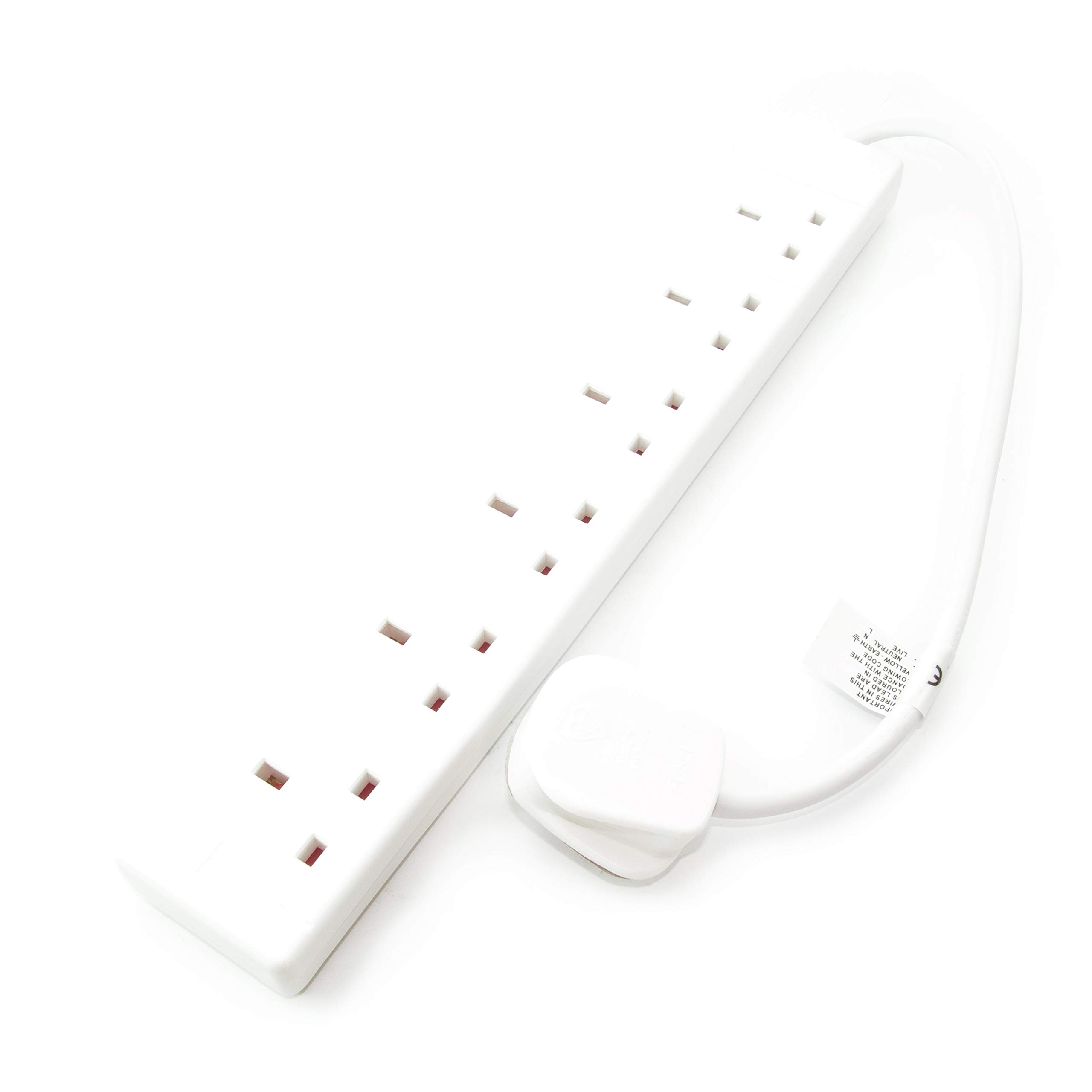 PRO ELEC PELB1709 6 Gang Extension Lead 0.5m, White