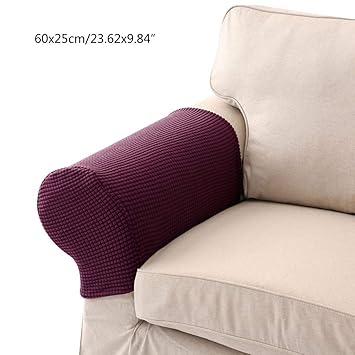Beige Loviver Stretch Sofa Armrest Cover Polyester Armchair
