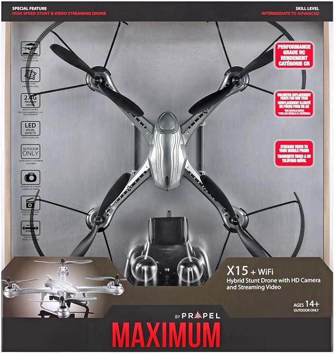 propel maximum x15 hybrid stunt drone with hd camera and wifi