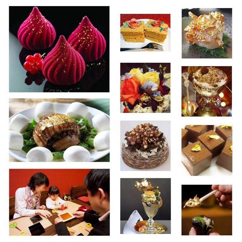 LTKJ 24K Edible Gold-Leaf Sheets 20 Sheets 4.33 x 4.33 cm Pure Gold-Foil Leaf for Food Decoration,Facial Spa Gilding Crafting 1.7