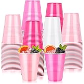 Afarnook 150 Pcs 12oz Plastic Cups Bulk Pink Disposable Party Cups Supplies for Birthday Wedding Graduation Halloween Thanksgiving Christmas Festival Family Gatherings Celebrations