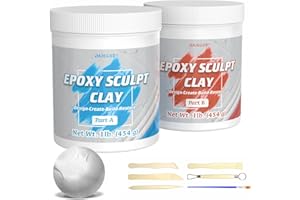 OAIEGSD 2 Pound White Epoxy Putty Sculpt Clay, 2 Part (A & B) Modeling Compound for Sculpting, Modeling, Building, Repairing, Self-Hardening Epoxy Clay Easily Repairs Metal, Wood, Tile, Ceramics, Plastic