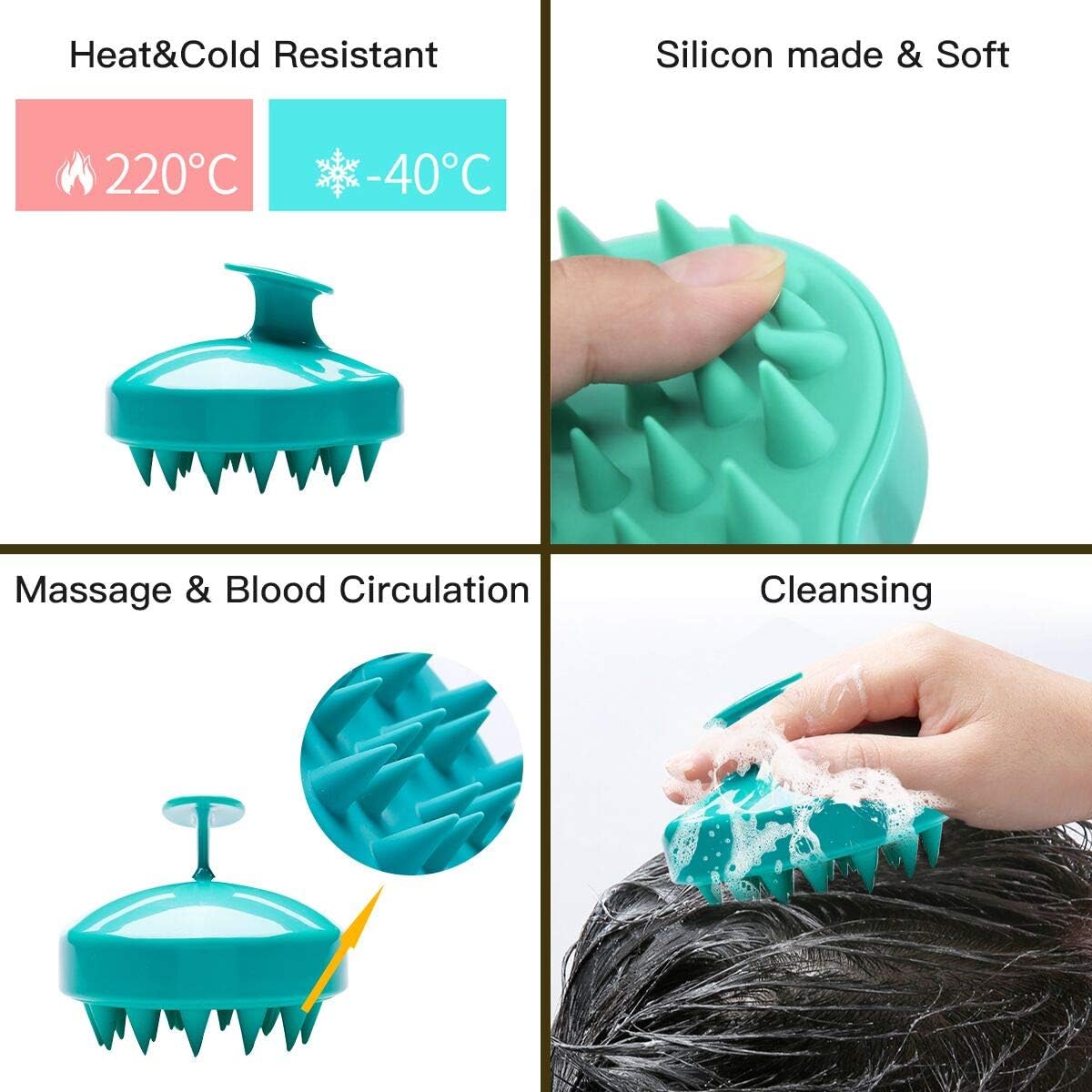 Shampoo Brush Bath Brush Kit Pack 2 of Hair Brush Silicon Scalp Massager and Dry Skin Body Brush Exfoliate Improve Blood Circulation for Daily Use or Gift - Image 4