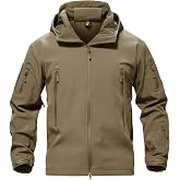 TACVASEN Men's Fleece Softshell Jacket Waterproof Winter Tactical Hooded | Windproof,insulate,wear‑resistant|6-Pockets,foldable hood,vent zipper|For rain,snow,ski,fall,hiking,work,travel