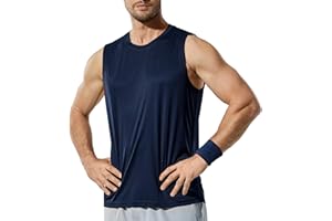 Haimont Men's Workout Tank Top Dry Fit UPF 50 Sleeveless Muscle Tee Shirts for Swim, Running, Hiking, Beach