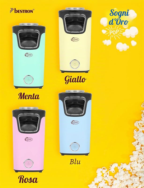Macchina Popcorn, Turbo-Popcorn in meno di 2 minuti, Popcorn Machine con tecnologia ad aria calda, include 10 sacchetti per popcorn & misurino integrato, Collezione Sweet Dreams, Colore: Rosa