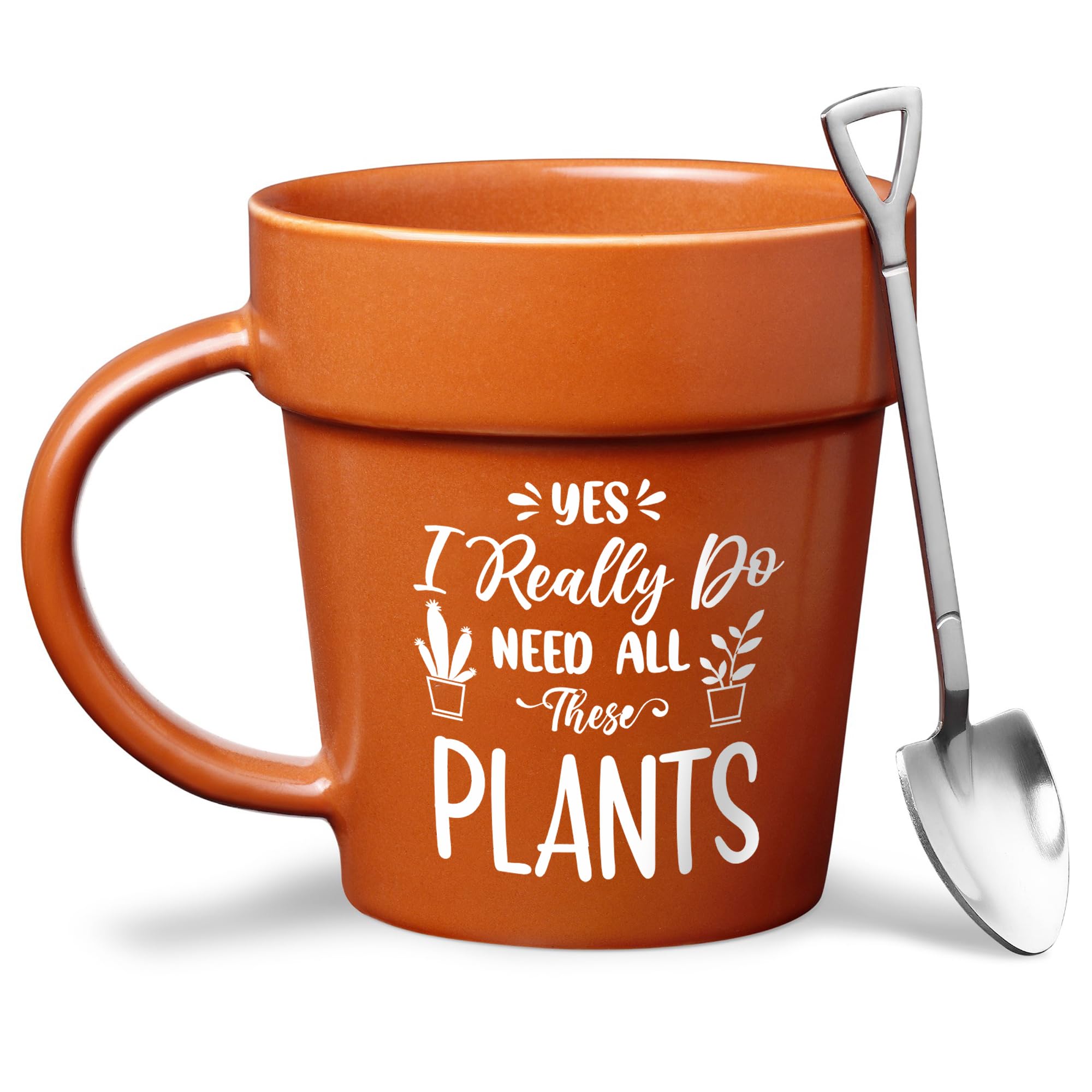 Photo 1 of Plant Pot Mug - Plant Lover Mug with Metallic Shovel Ornament - Fancy Plant Lover Gifts for Women, Men - Birthday Gift for Women - Cute Gifts for Mother's Day, Christmas - Plant Gifts for Friends