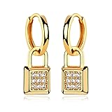 MYEARS Women Lock Earrings Gold Huggie Hoop Padlock