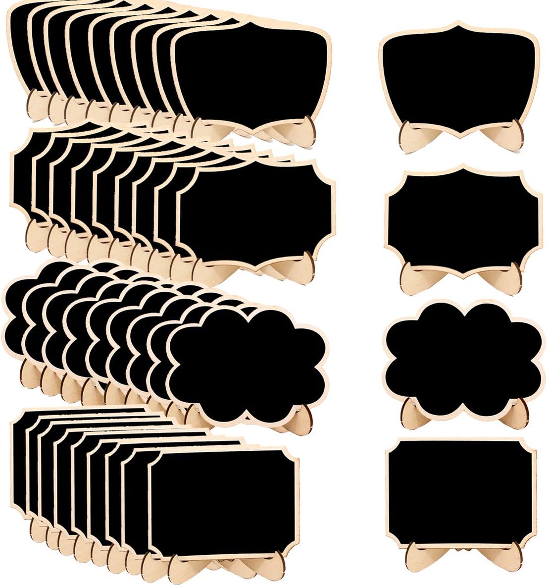 HAOLIVE 40PCS Mini Chalkboard Signs with Elegant Boarder and Stand 3.9"x2.9"for Wedding Table Numberl,Office