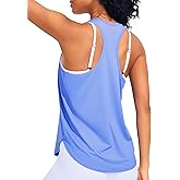 JOYSPELS Workout Tank Tops for Women, Ice Silk Quick Dry Athletic Running Shirts, Loose Fit Racerback Gym Tops