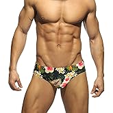 MIZOK Men's Ployester Swimsuit Bikini Briefs with Adjustable Drawstring