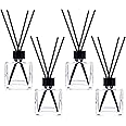 Crazy huayi frangrance Glass Diffuser Bottles Diffuser Jars with Black Color caps and Reed Sticks Set of 4 pcs 150ml Fragrance Accessories use for DIY Replacement Reed Diffuser Sets