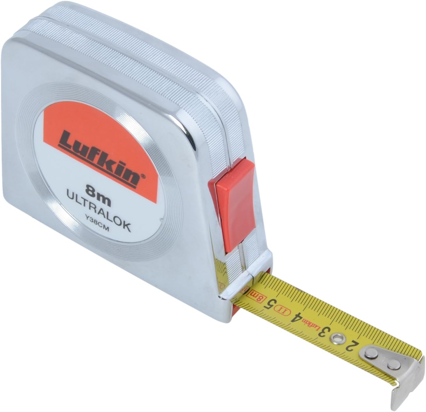LufkinY38CM (T0060403804) 8m / 19mm Ultralok Tape Measure, with Chrome-Plated Plastic Housing