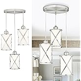 Osimir Brushed Nickel Dining Room Chandelier Light Fixture, 3-Light Pendant Lighting with Frosted Glass, Modern Kitchen Islan