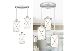 Osimir Brushed Nickel Dining Room Chandelier Light Fixture, 3-Light Pendant Lighting with Frosted Glass, Modern Kitchen Island Cluster Hanging Pendant Lights for Sink, CH9176BNW3