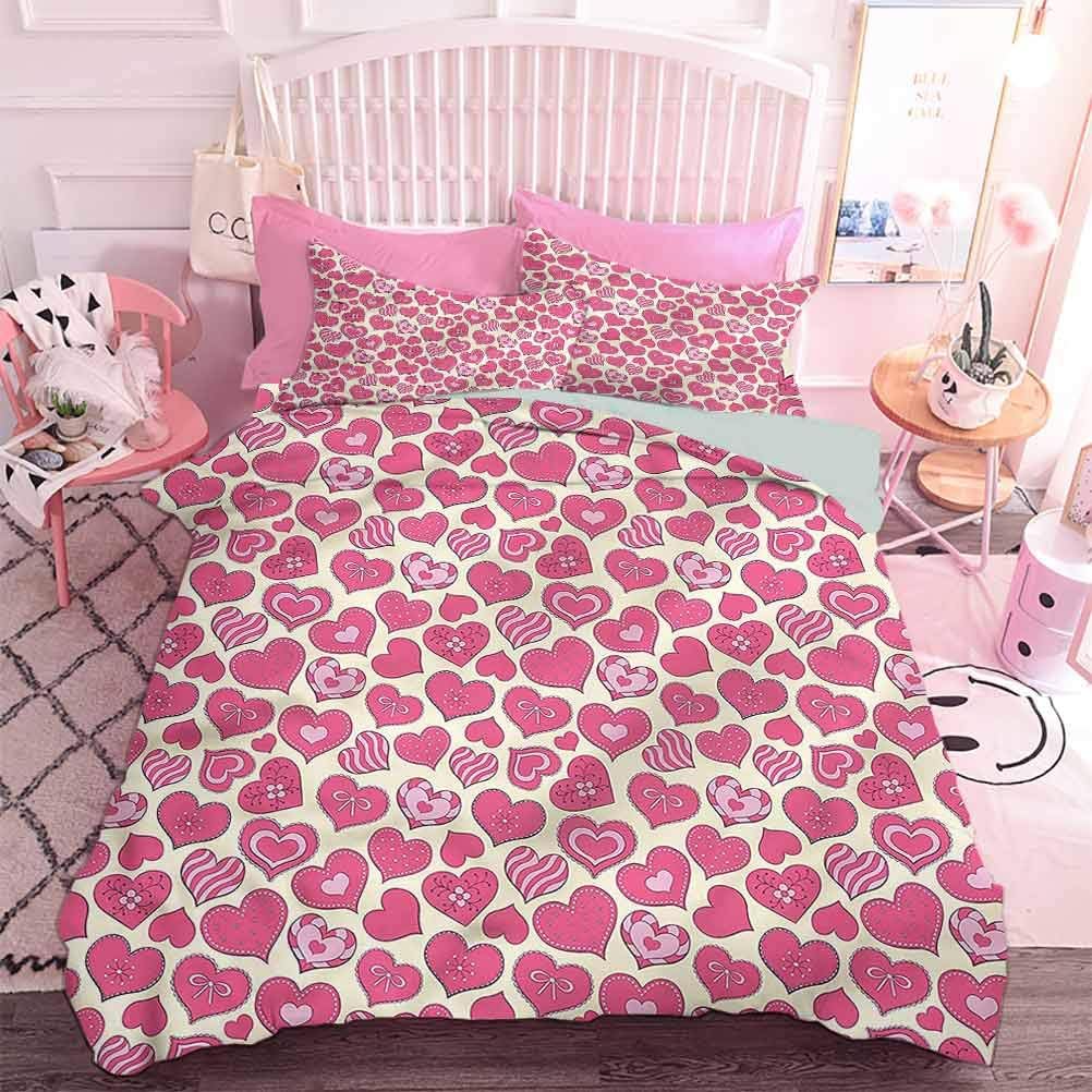 Hiiiman Bedding Sets 3 Piece Cute Girly Bowties Stripes (3pcs, King