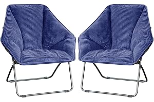Zenithen Indoor Foldable Portable Plush Hexagon Folding Dish Chair, Perfect for Bedrooms, Dorm Rooms, and Living Rooms, Use for Reading, Studying, Gaming, Navy Blue (Pack of 2)