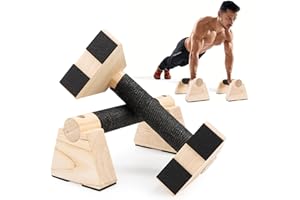 2 Pcs Wooden Parallettes Push Up Bars Anti Slip Push up Handles for Floor, Handstand Blocks for Pushup, Upper Body Strength T