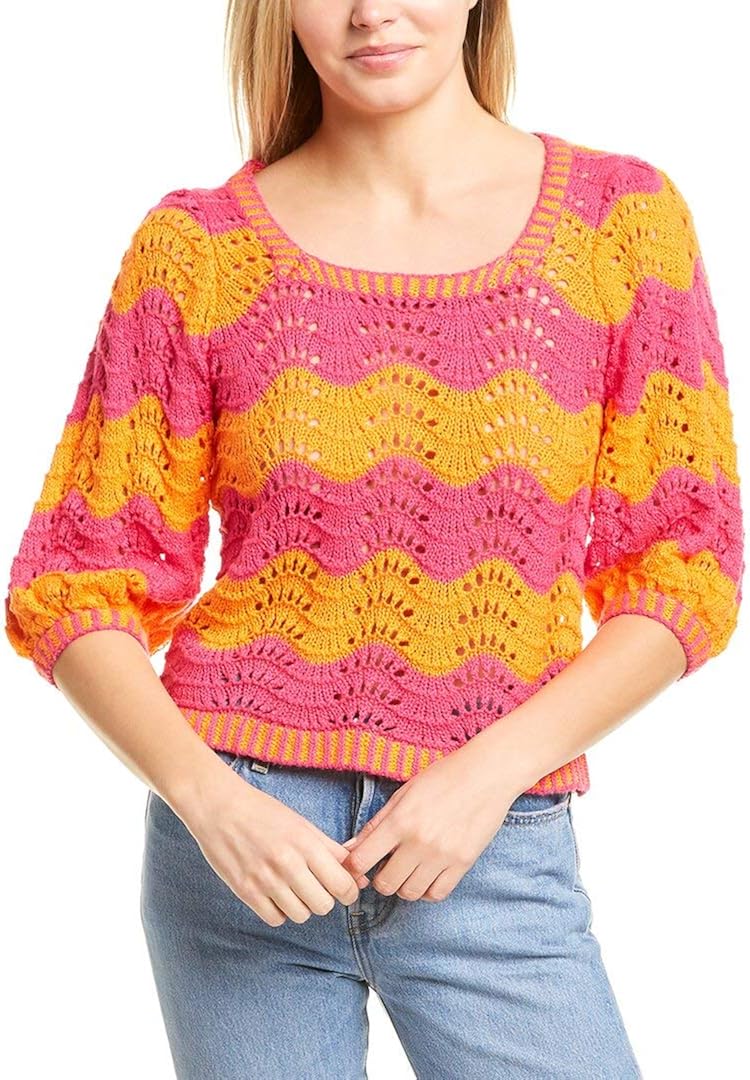 525 America Square Neck Wavy Stripe Sweater at Amazon Womenâs Clothing store