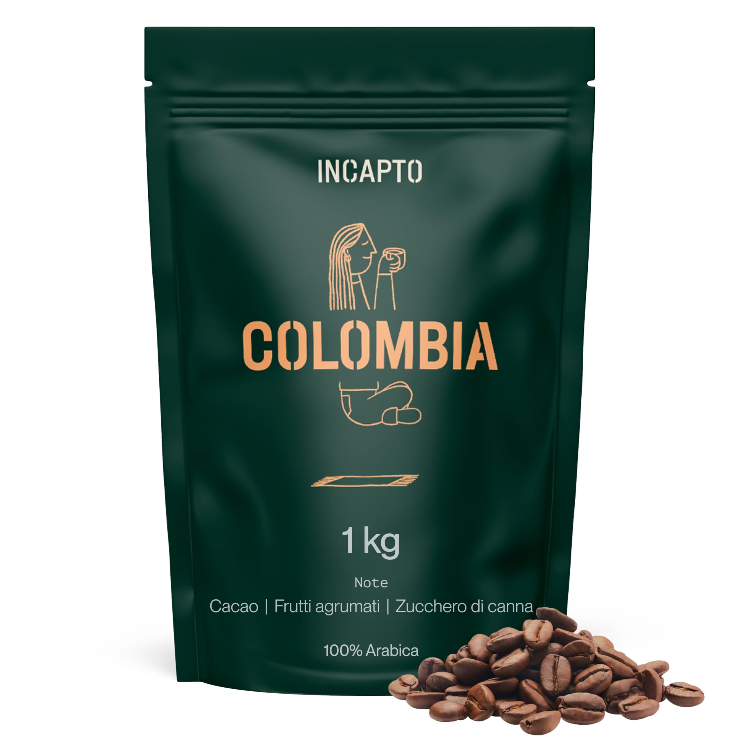 Incapto Spezialitäten-Kaffeebohnen | Single-Origin Kolumbien | Espresso 100% Arabica | Specialty Coffee 84 Punkte SCA | Traditionell Geröstete Bohnenkaffee | Plantage Huila, Cadefihuila, 1kg