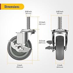 HOLKIE Caster Wheels 3 inch Locking Casters Set of