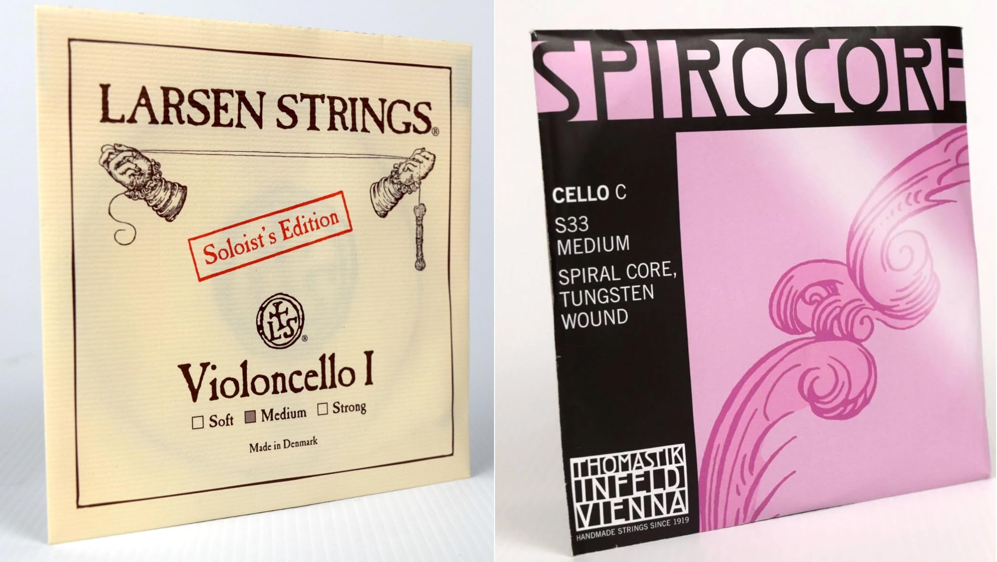 Photo 1 of Cello Strings 4/4 Set Larsen Solo A+D, Spirocore Tungsten G+C