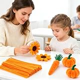 G2PLUS 100Pcs Orange Pipe Cleaners 30cm 6mm Craft DIY Easter view 6