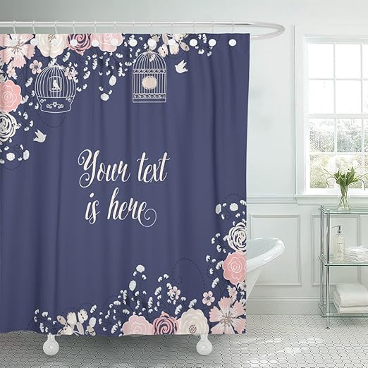 Amazon Com Tompop Shower Curtain Pink Navy Blue And Rose Blush