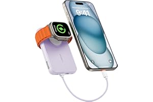 VEGER Portable Charger with Built in Cable(Removable), 10000mAh Mini Power Bank Battery Pack, PD 20W Fast Charger Travel Accessory Compatible with iPhone 15/14/13 Pro Max, Sumsang, Apple Watch-Purple