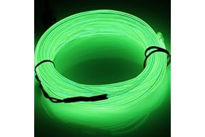 JIGUOOR USB Rechargeable EL Wire 32.8ft/10m (5mx2) Bright Neon Light Strip 360° Illumination Neon Tube Rope Lights for DIY, Festival, Party, Halloween, Chrismas (32.8ft/10M, Fluorescent Green)