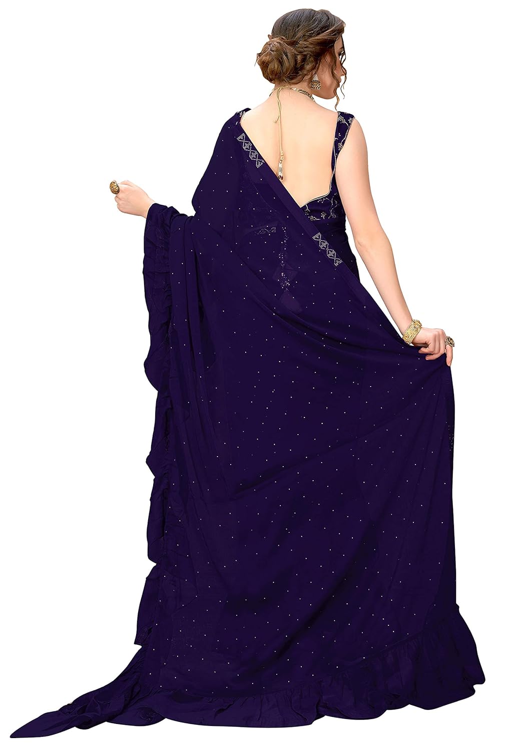 glory sarees women's ruffel saree (ruffel_saree101)