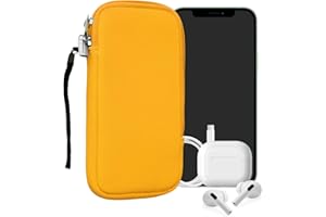 kwmobile Neoprene Phone Pouch Size XL - 6.7/6.8" - Universal Cell Sleeve Mobile Bag with Zipper, Wrist Strap - Honey Yellow