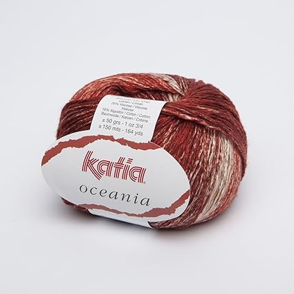 Katia Oceania Fb. 62 - granat/koralle, Leinengarn zum Stricken und Häkeln mit Baumwolle und Viscose, Sommergarn in modischer 