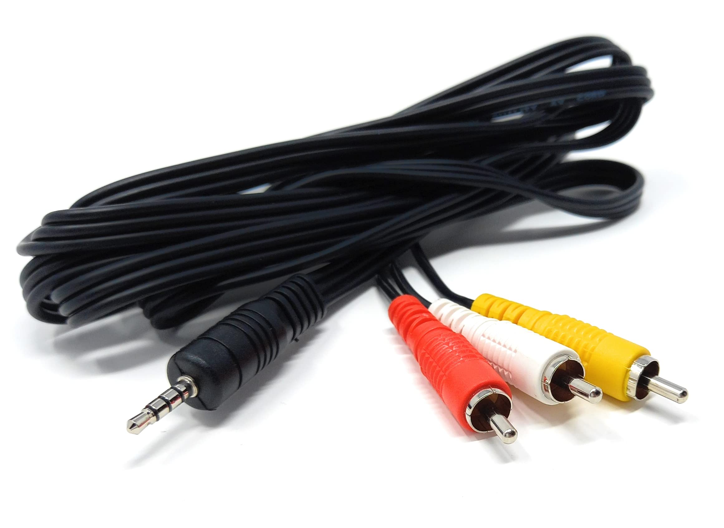 DRUT 2m 3.5mm 4 Pole Jack Plug to 3 x RCA Phono Composite Audio Video AV AUX Lead Cable 6.5ft — image 1