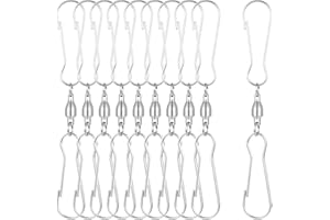 GEEHUA 10 Pcs Swivel Dual Hooks Clips, Smooth Twist Hanging Hooks Wind Spinner Hangers Spiral Tails Twisters Wind Socks for Spinner Windsocks Kites Flower Pots Bird Feeders Flags Party Supply