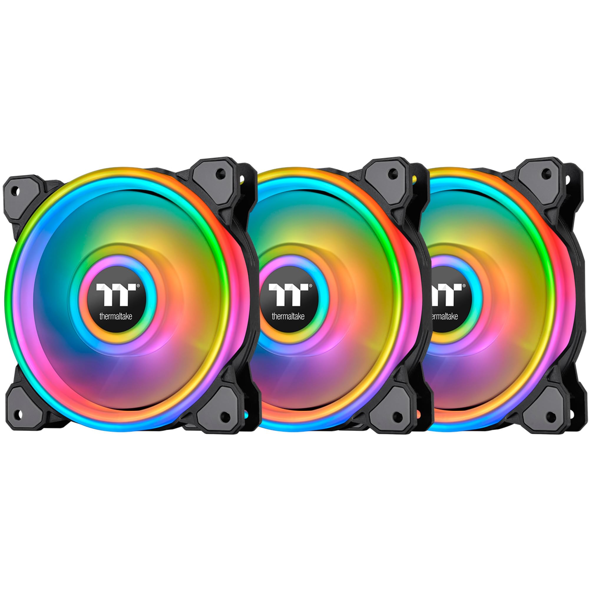 Thermaltake Riing Quad 12 RGB Radiator Fan / 3 Pack With Controller/Low Noise - PWM Case Fan / 54 LED/NeonMaker Supported - Black