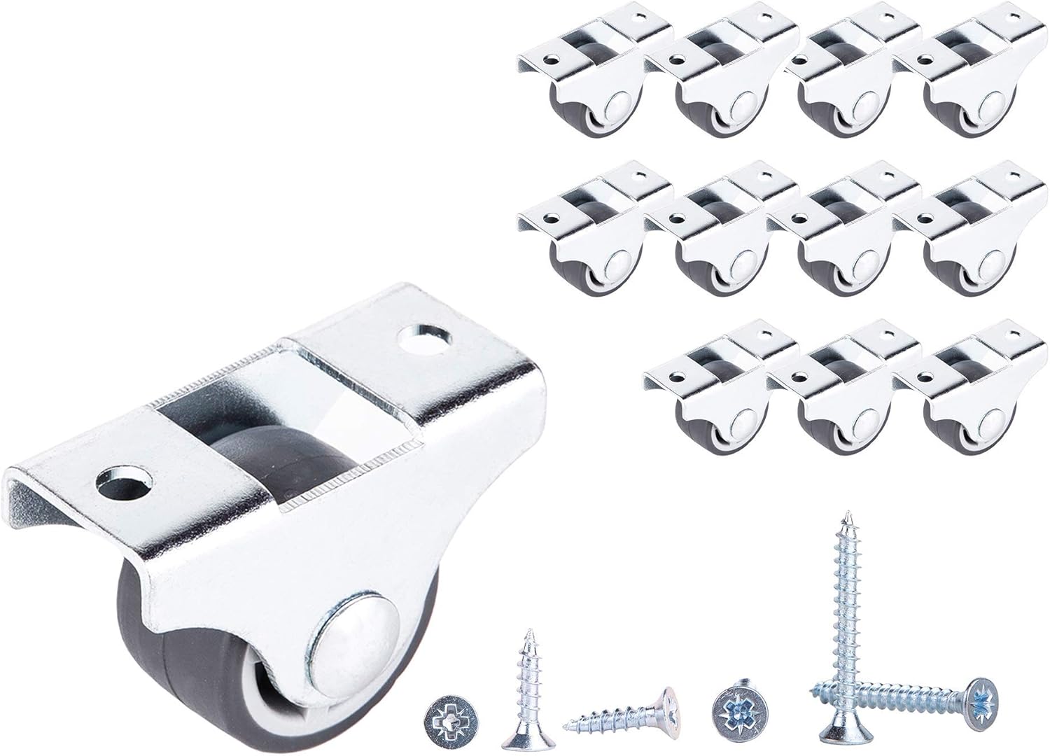 (Pack of 12) 25 mm Small Wheel Castors Rubber Wheels Fixed Casters